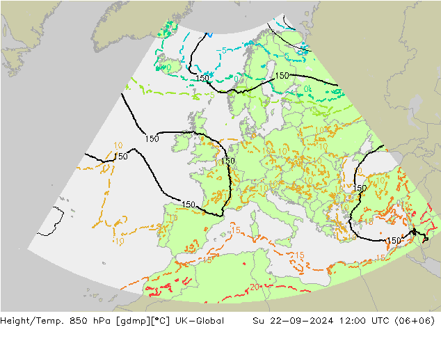 Height/Temp. 850 hPa UK-Global Su 22.09.2024 12 UTC