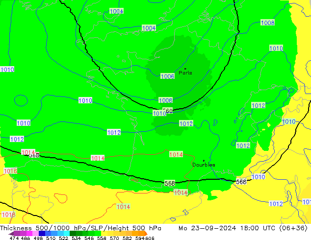 Thck 500-1000hPa UK-Global Po 23.09.2024 18 UTC