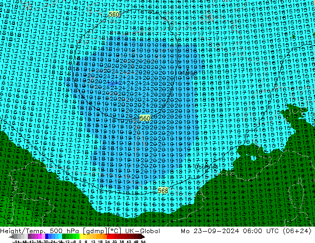 Geop./Temp. 500 hPa UK-Global lun 23.09.2024 06 UTC