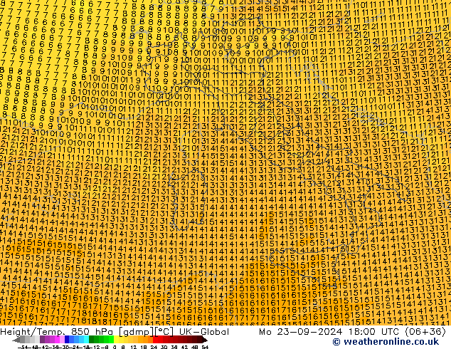 Height/Temp. 850 hPa UK-Global lun 23.09.2024 18 UTC