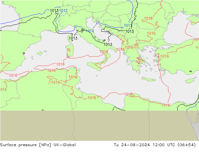 Atmosférický tlak UK-Global Út 24.09.2024 12 UTC