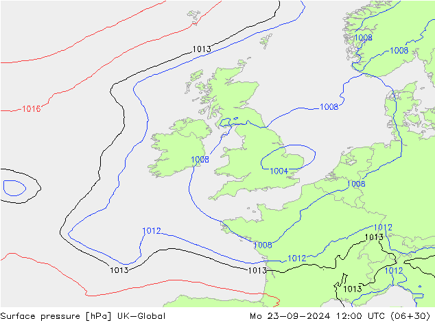 Luchtdruk (Grond) UK-Global ma 23.09.2024 12 UTC