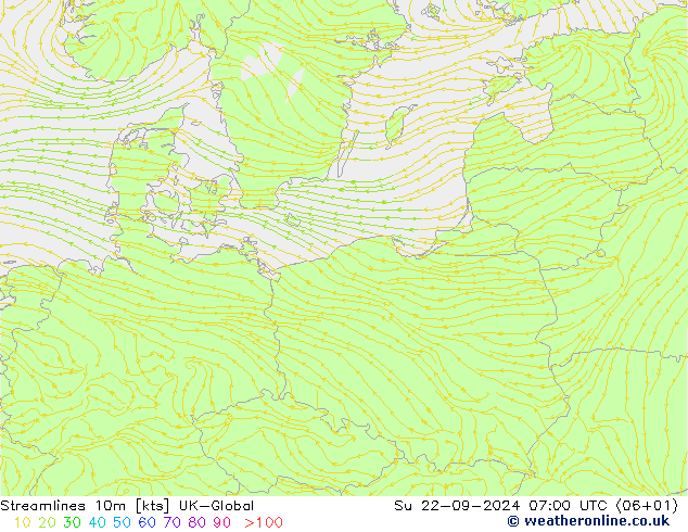 Streamlines 10m UK-Global Ne 22.09.2024 07 UTC