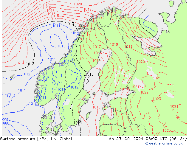 Luchtdruk (Grond) UK-Global ma 23.09.2024 06 UTC