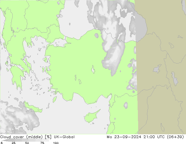 Cloud cover (middle) UK-Global Mo 23.09.2024 21 UTC