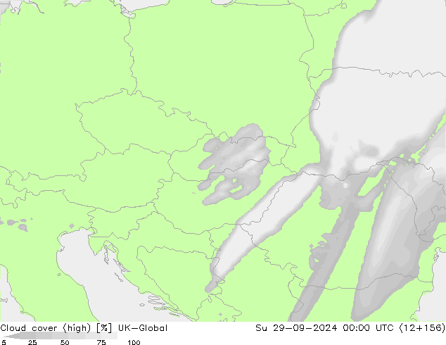 Cloud cover (high) UK-Global Su 29.09.2024 00 UTC