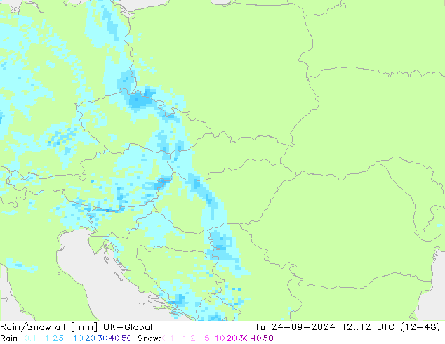 Rain/Snowfall UK-Global Ter 24.09.2024 12 UTC