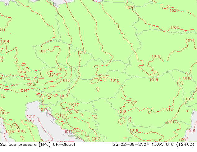 Luchtdruk (Grond) UK-Global zo 22.09.2024 15 UTC