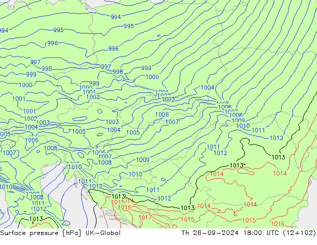 Atmosférický tlak UK-Global Čt 26.09.2024 18 UTC