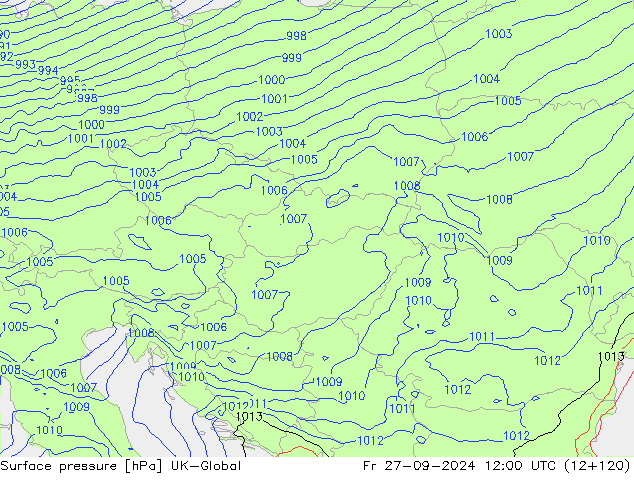 pression de l'air UK-Global ven 27.09.2024 12 UTC