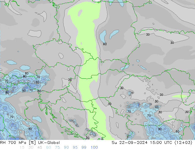 RH 700 hPa UK-Global dom 22.09.2024 15 UTC