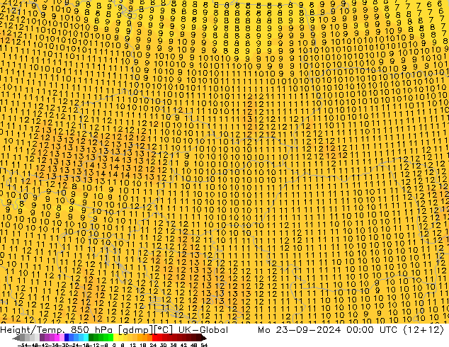 Height/Temp. 850 hPa UK-Global Mo 23.09.2024 00 UTC