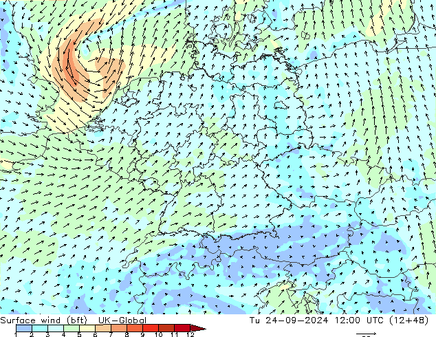  10 m (bft) UK-Global  24.09.2024 12 UTC