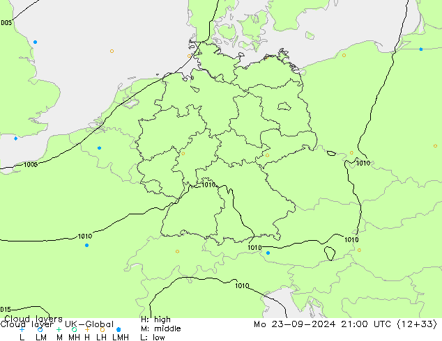 Cloud layer UK-Global Po 23.09.2024 21 UTC