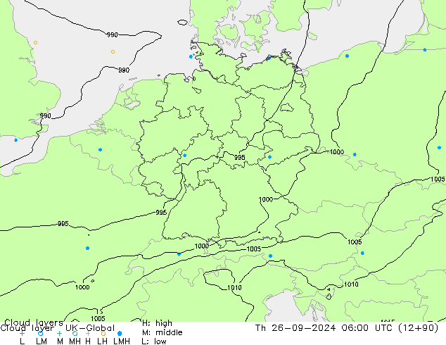 Cloud layer UK-Global чт 26.09.2024 06 UTC