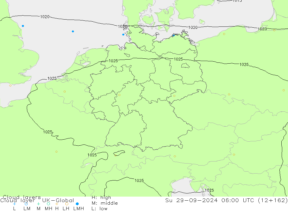 Cloud layer UK-Global Su 29.09.2024 06 UTC