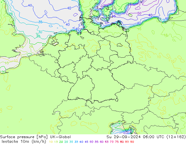 Isotachs (kph) UK-Global dim 29.09.2024 06 UTC