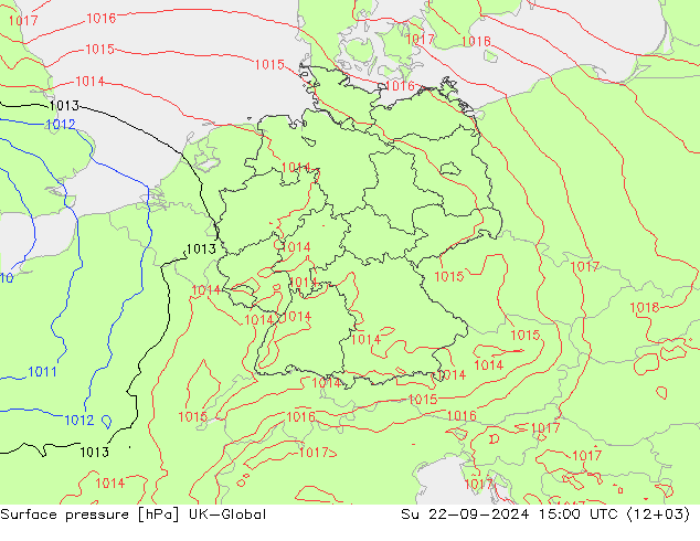 Surface pressure UK-Global Su 22.09.2024 15 UTC