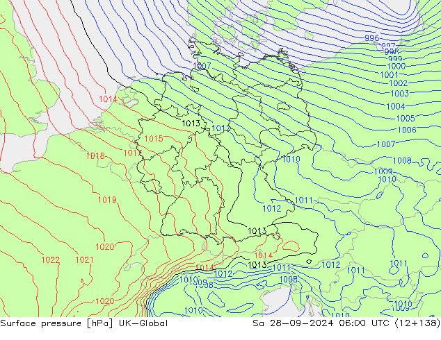 Surface pressure UK-Global Sa 28.09.2024 06 UTC