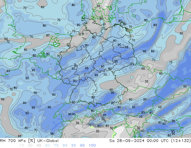 RH 700 hPa UK-Global Sáb 28.09.2024 00 UTC