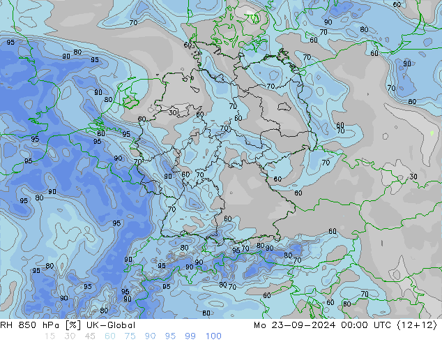 850 hPa Nispi Nem UK-Global Pzt 23.09.2024 00 UTC