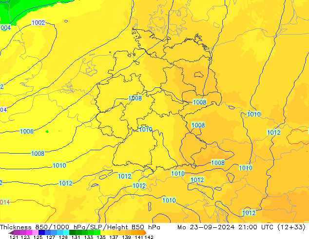 Thck 850-1000 hPa UK-Global  23.09.2024 21 UTC
