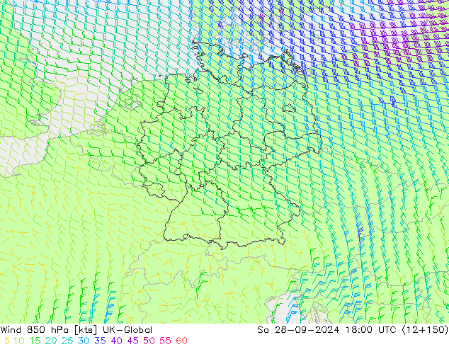 Wind 850 hPa UK-Global Sa 28.09.2024 18 UTC