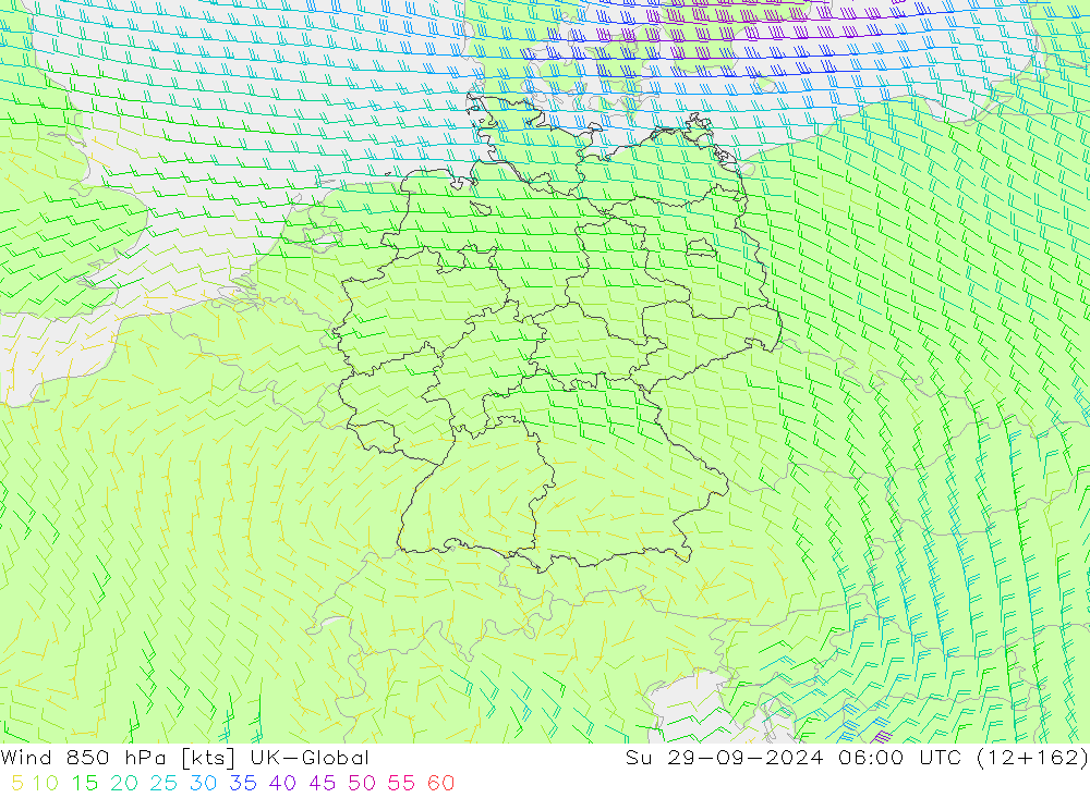 Vento 850 hPa UK-Global Dom 29.09.2024 06 UTC