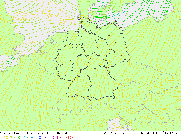 Linea di flusso 10m UK-Global mer 25.09.2024 06 UTC