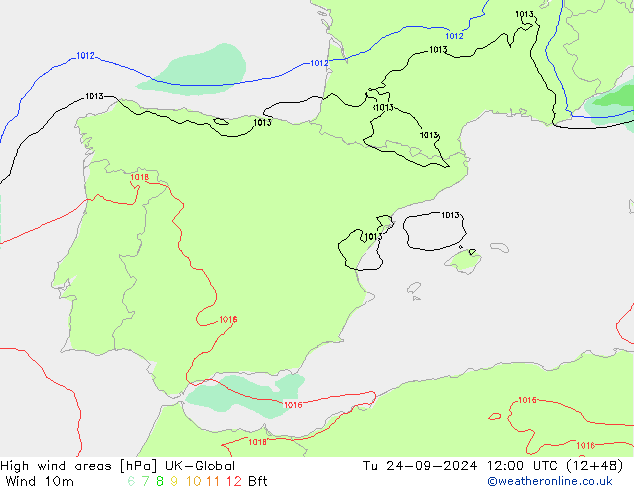 High wind areas UK-Global mar 24.09.2024 12 UTC