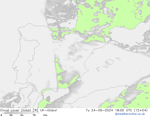 Nuages (total) UK-Global mar 24.09.2024 18 UTC