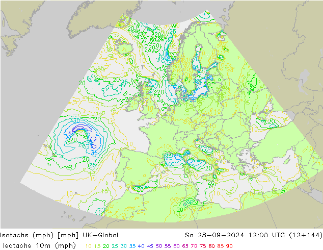 Isotachs (mph) UK-Global  28.09.2024 12 UTC