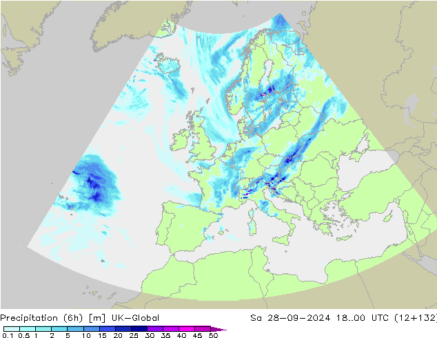 Precipitation (6h) UK-Global Sa 28.09.2024 00 UTC