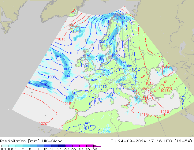 Precipitazione UK-Global mar 24.09.2024 18 UTC