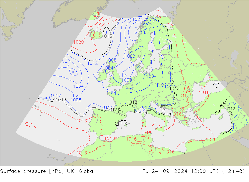 pressão do solo UK-Global Ter 24.09.2024 12 UTC