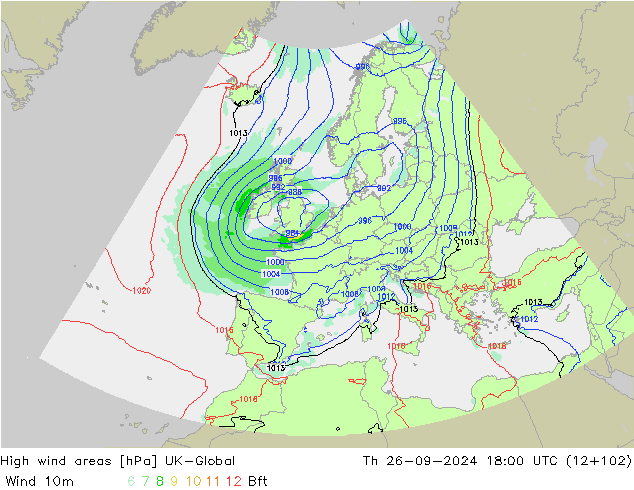 High wind areas UK-Global gio 26.09.2024 18 UTC