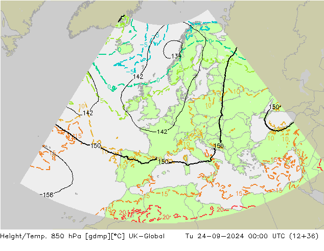 Height/Temp. 850 hPa UK-Global Út 24.09.2024 00 UTC