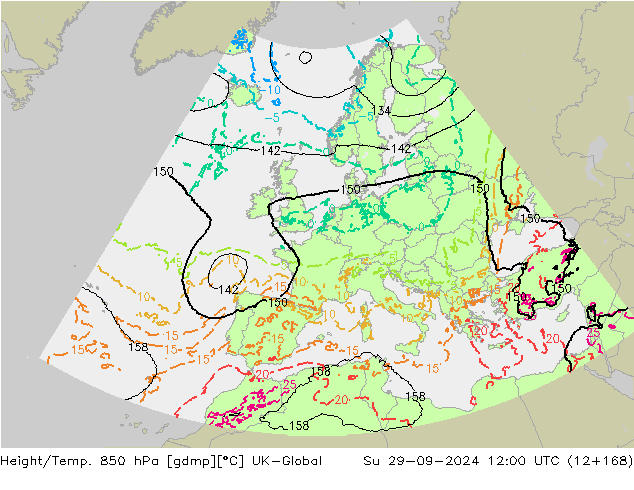 Height/Temp. 850 hPa UK-Global Su 29.09.2024 12 UTC