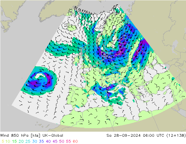 Wind 850 hPa UK-Global Sa 28.09.2024 06 UTC