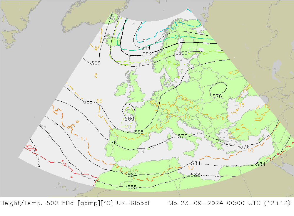 Hoogte/Temp. 500 hPa UK-Global ma 23.09.2024 00 UTC