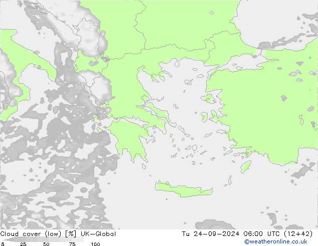 Bewolking (Laag) UK-Global di 24.09.2024 06 UTC