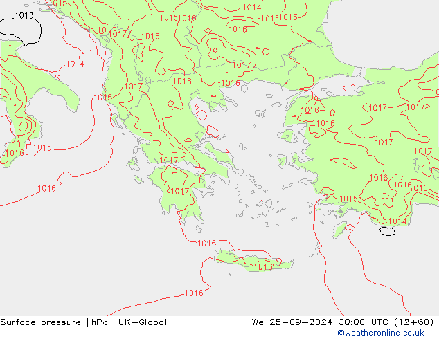 Surface pressure UK-Global We 25.09.2024 00 UTC