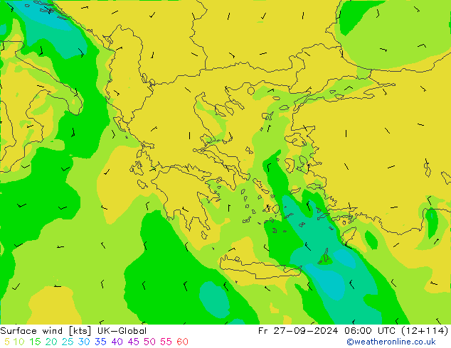 Vent 10 m UK-Global ven 27.09.2024 06 UTC