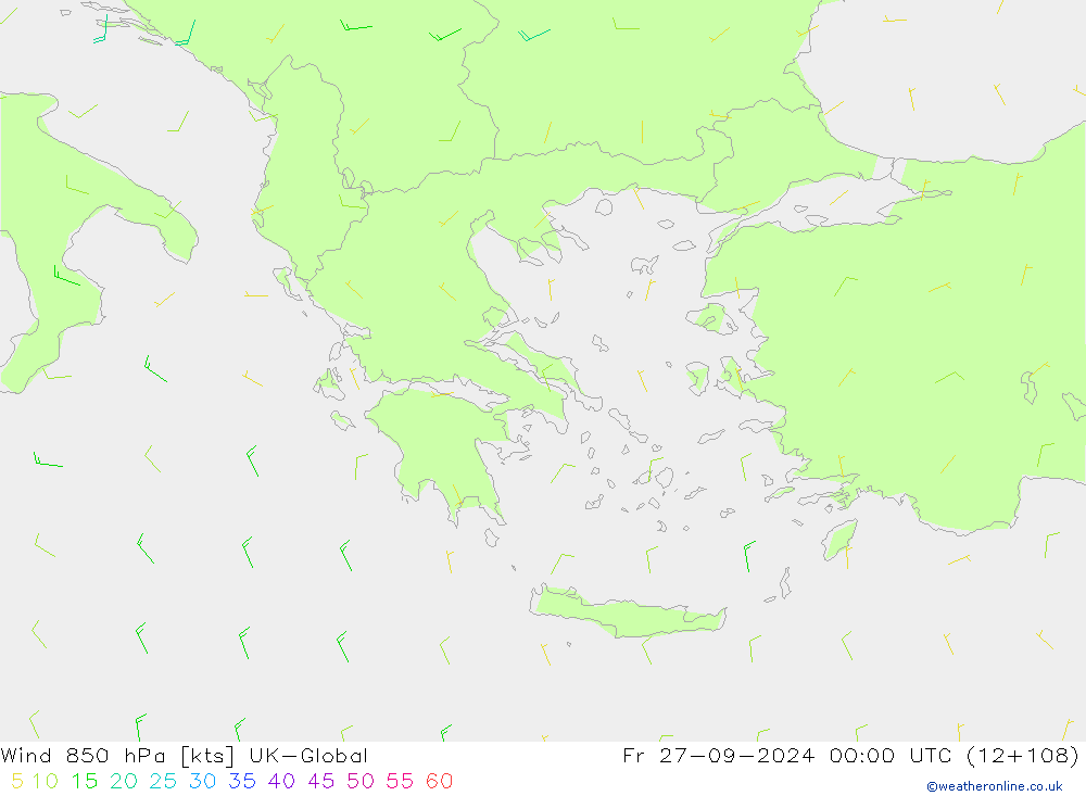 Vent 850 hPa UK-Global ven 27.09.2024 00 UTC