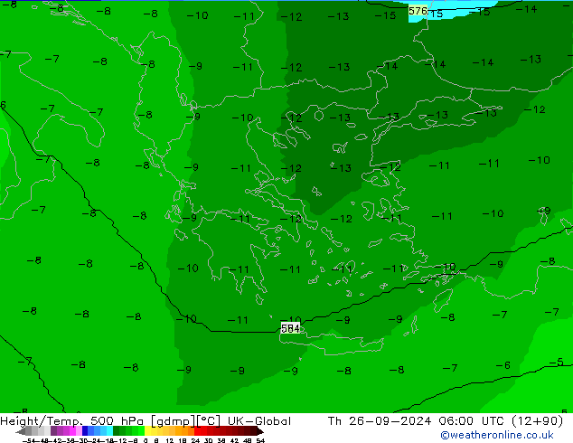 Géop./Temp. 500 hPa UK-Global jeu 26.09.2024 06 UTC