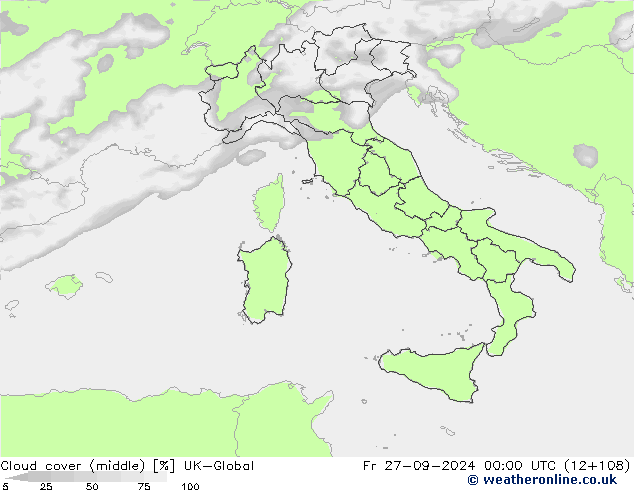 Cloud cover (middle) UK-Global Fr 27.09.2024 00 UTC