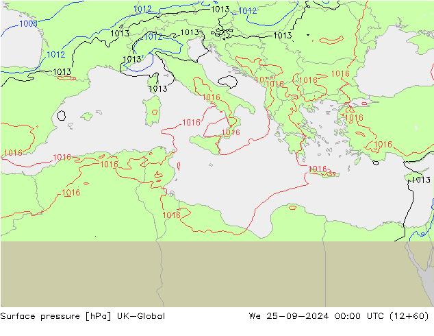 Surface pressure UK-Global We 25.09.2024 00 UTC