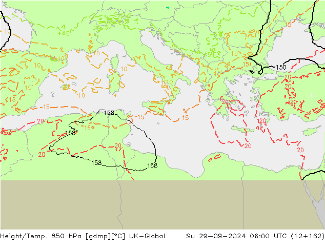 Height/Temp. 850 hPa UK-Global Su 29.09.2024 06 UTC