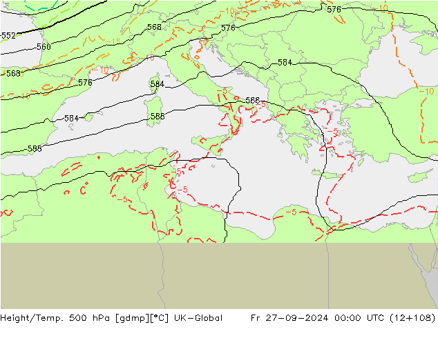 Height/Temp. 500 hPa UK-Global Fr 27.09.2024 00 UTC