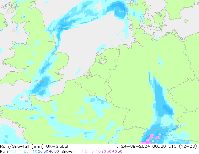 Rain/Snowfall UK-Global Sa 24.09.2024 00 UTC